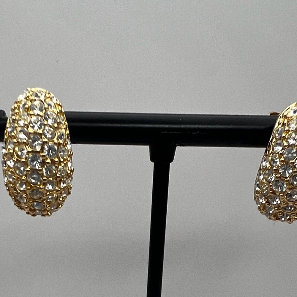 Roman Gold Tone and rhinestones pierced Earrings - Picture 14 of 14